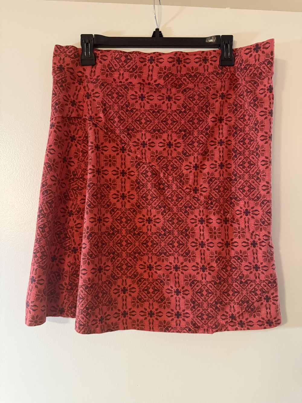 Toad & Co Pink, black, & Red geometric Pattered "Oblique" A line Skirt